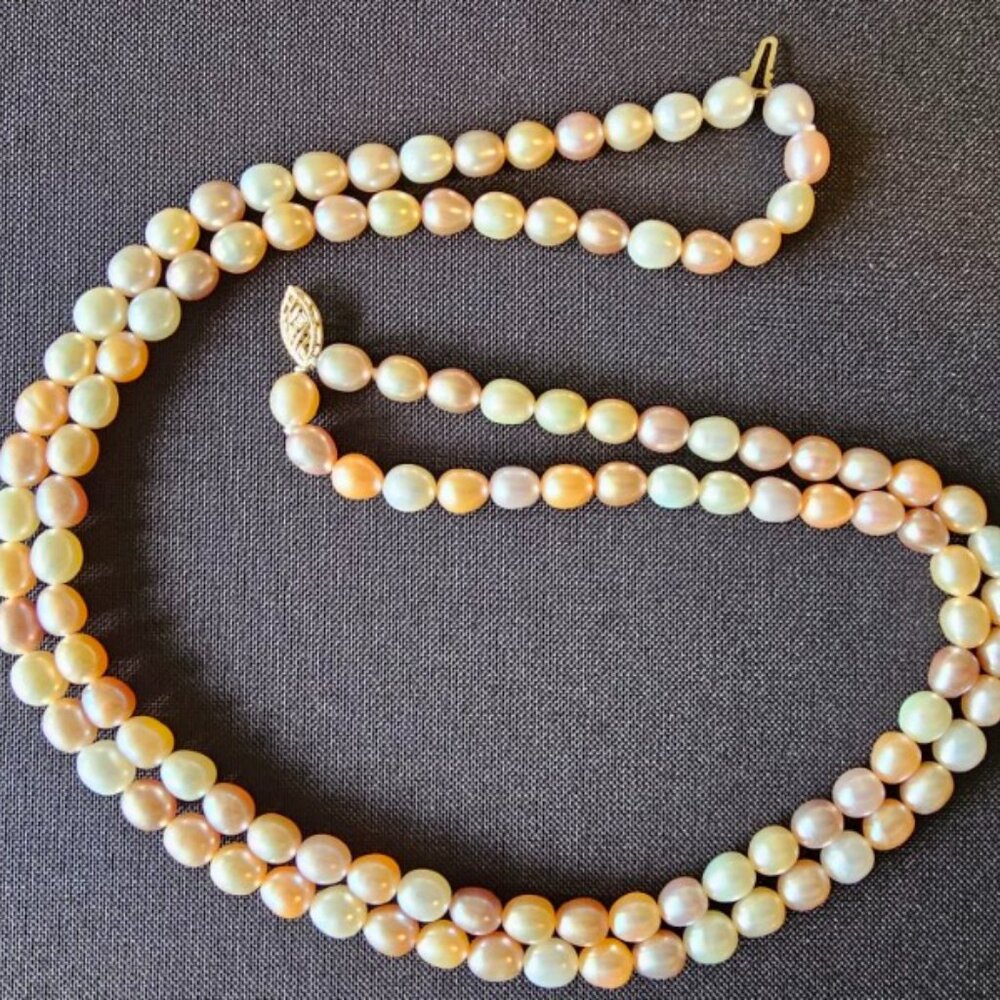 Faux Pearl Necklace 16" White, Pink, Plum